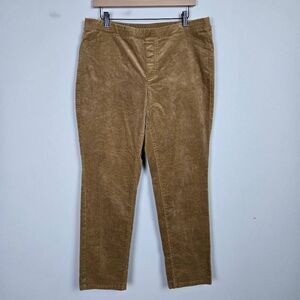 J Jill Womens Pull On Corduroy Pants Size Medium Tan High Rise Comfort Stretch